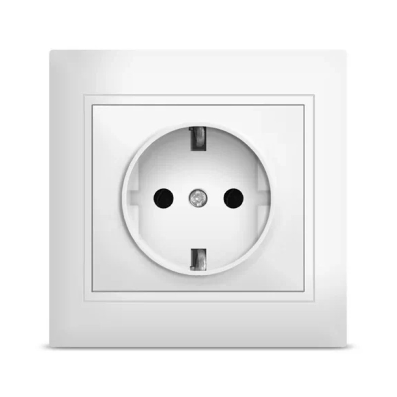 Розетка в сборе с/у Севиль С0028, 1 гнездо, с/з, белая