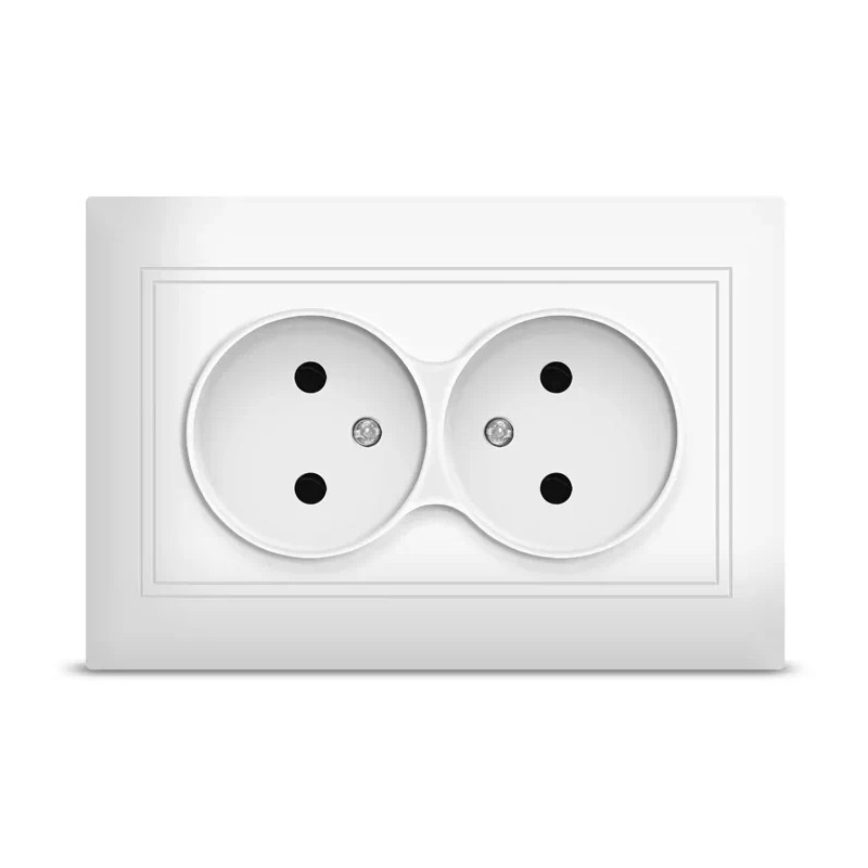 Розетка в сборе с/у Севиль С0102, 2 гнезда, б/з, белая