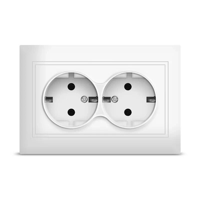 Розетка в сборе с/у Севиль С0128, 2 гнезда, с/з, белая