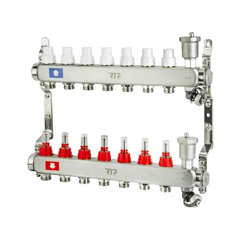 Группа коллекторная RTP 1"х3/4", 7 выходов, 70 градусов, 10 бар