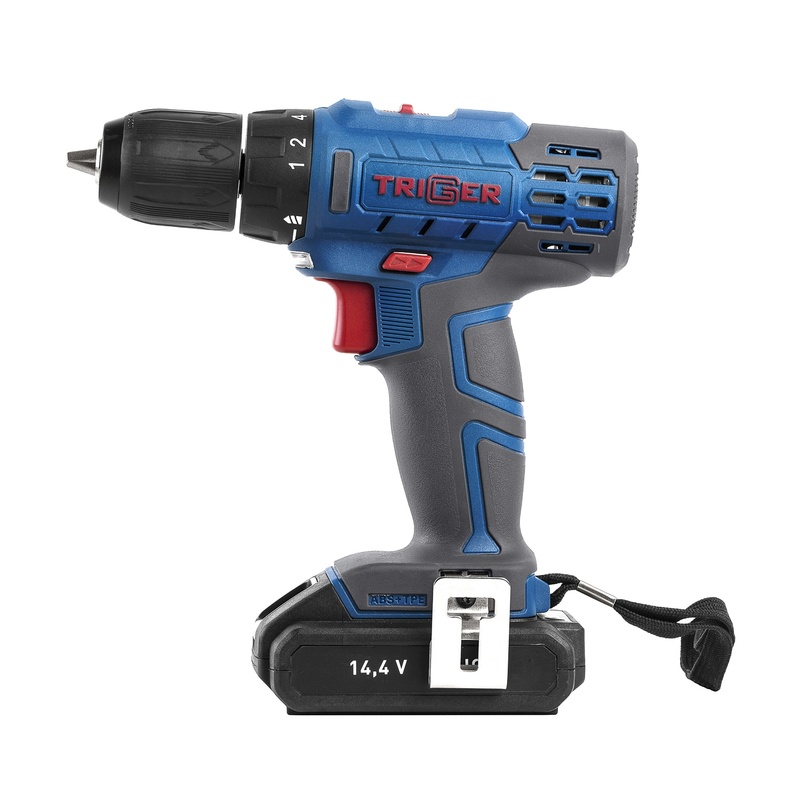 Дрель-шуруповерт Trigger 20102, 2 аккумулятора Li-ion (1,5Ач), 14,4V, 10 мм, 35 Нм, слайдер, кейс