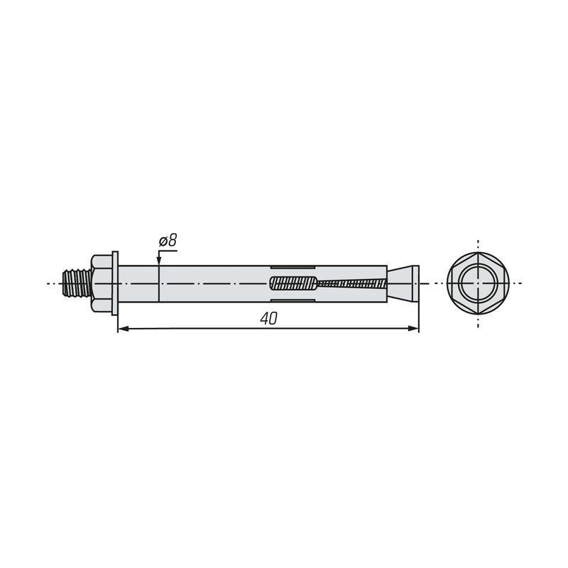 Болт анкерный с гайкой SWFS 8х40 (2 шт)