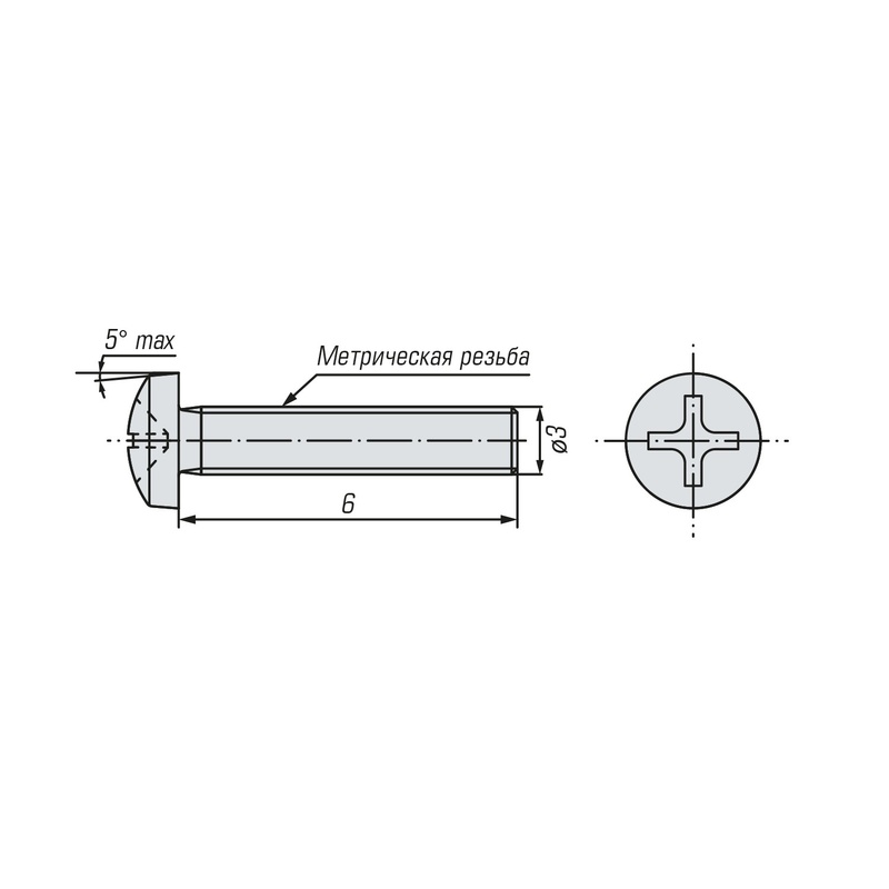 Винт SWFS DIN7985 М3х6 (40 шт) пакетик