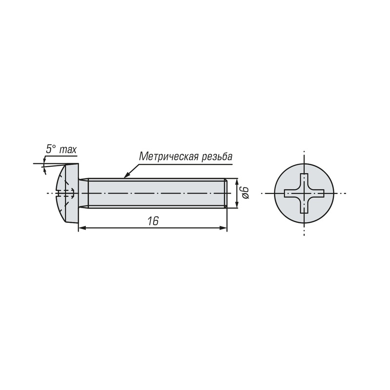 Винт SWFS DIN7985 М6х16 (12 шт) пакетик