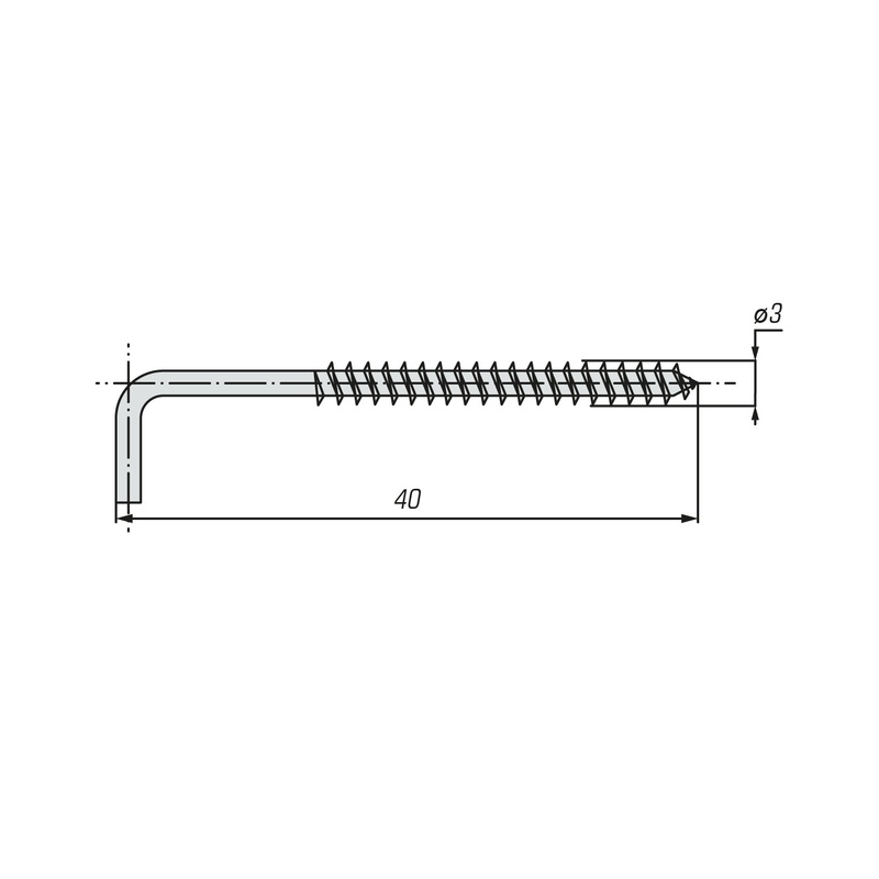 Крючок прямоугольный Г-образный SWFS 3х40 (250 шт)