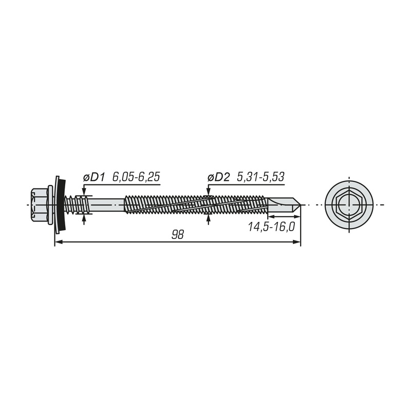 Саморез для сэндвич-панелей SWFS 6,3/5,5х98 (100 шт)