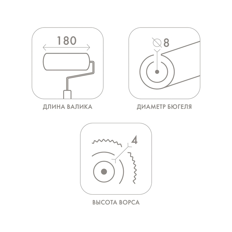 Валик Biber 31503, велюр, ворс 4 мм, 180 мм